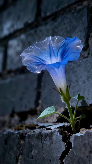 月夜牵牛花深夜治愈小清新孤独花