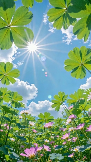 晴空下的清新治愈花海
