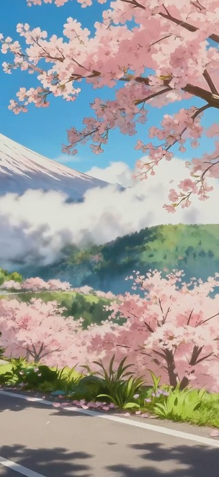雪山樱花公路