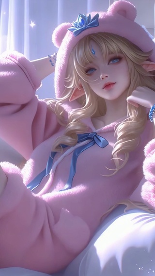 粉色幻想睡衣精灵女孩