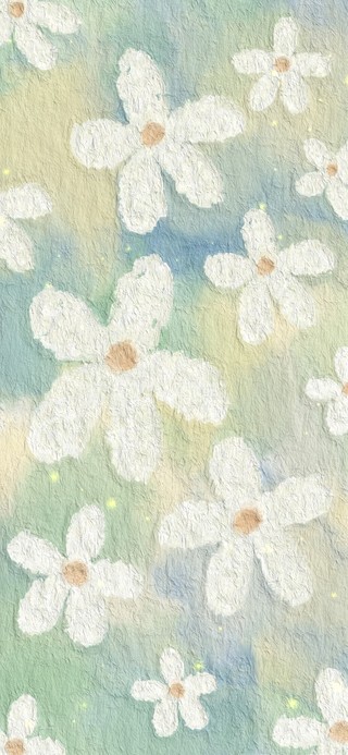 油画风 白色花朵