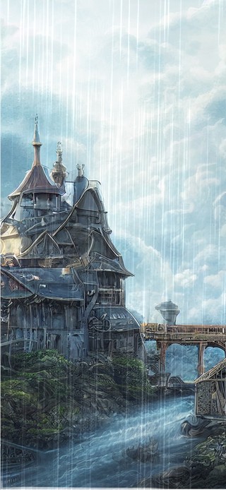 AI绘-雨中的弃城（助眠壁纸）