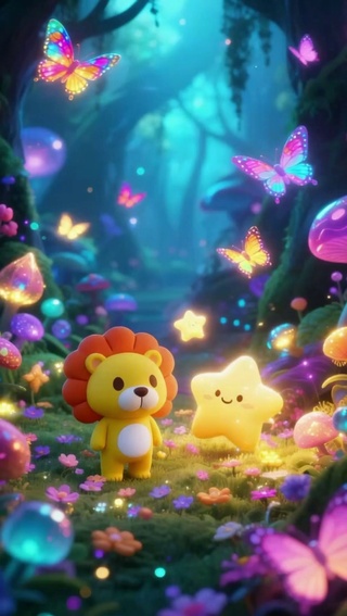 物哉卡通壁纸-小狮子和星星