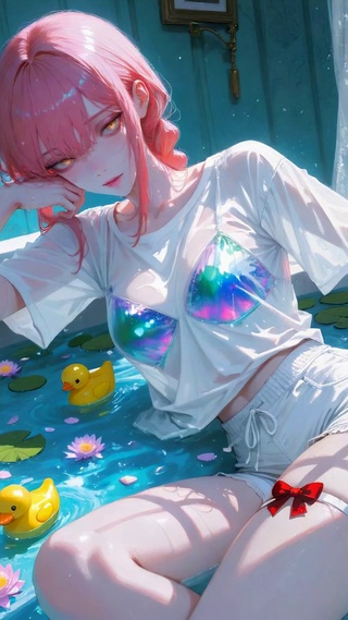 浴缸粉发甜美女孩玛琪玛