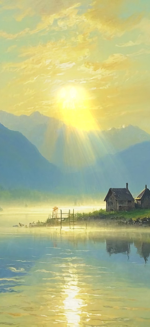 花漾壁纸|金山湖景日出