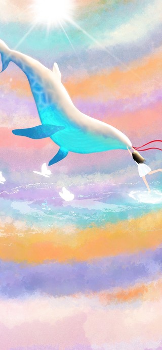 治愈天空之境 梦幻鲸鱼和女孩