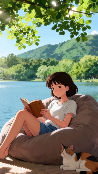 湖畔阅读时光