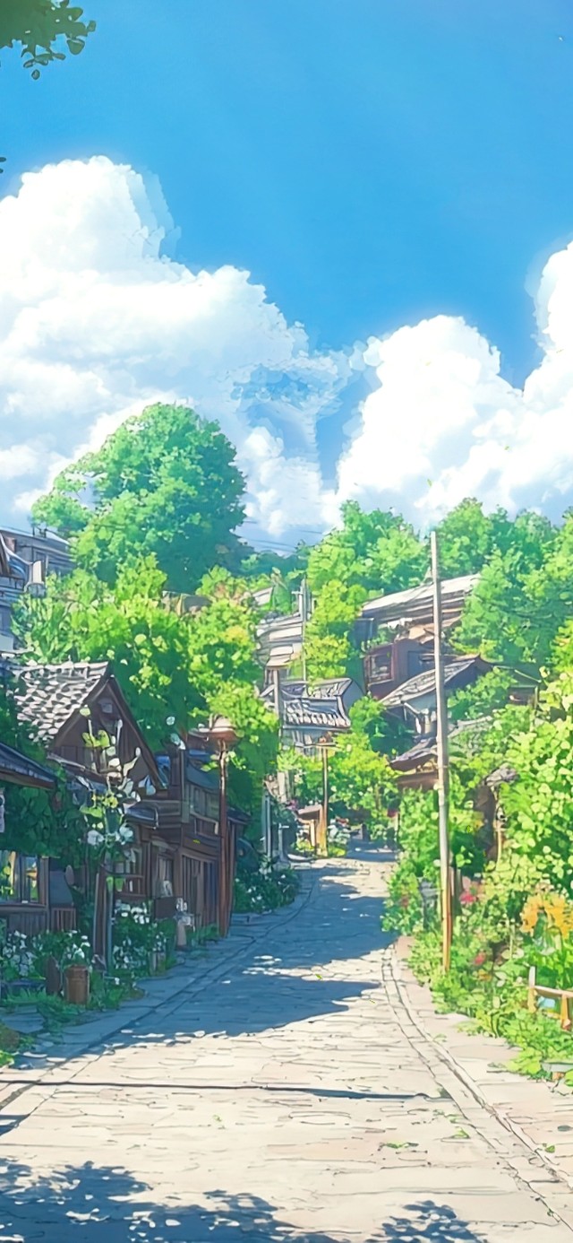 清爽夏日古镇静谧建筑