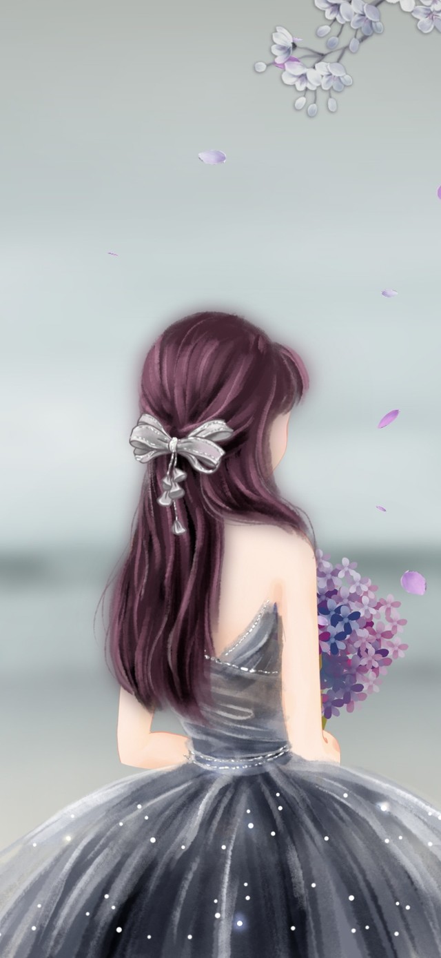 熏衣草少女背影