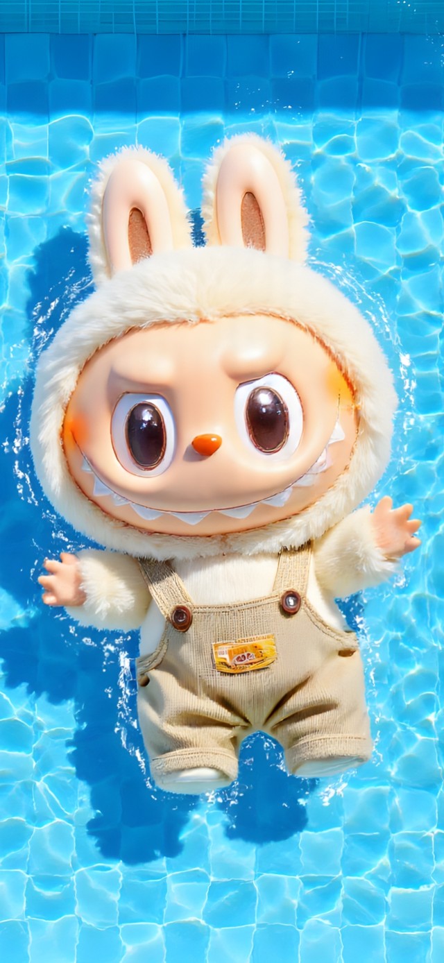 夏日泳池labubu