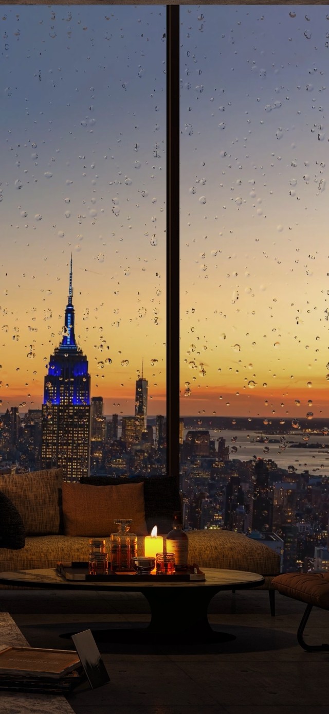 傍晚安静的雨天房间