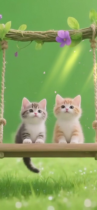护眼小猫荡秋千