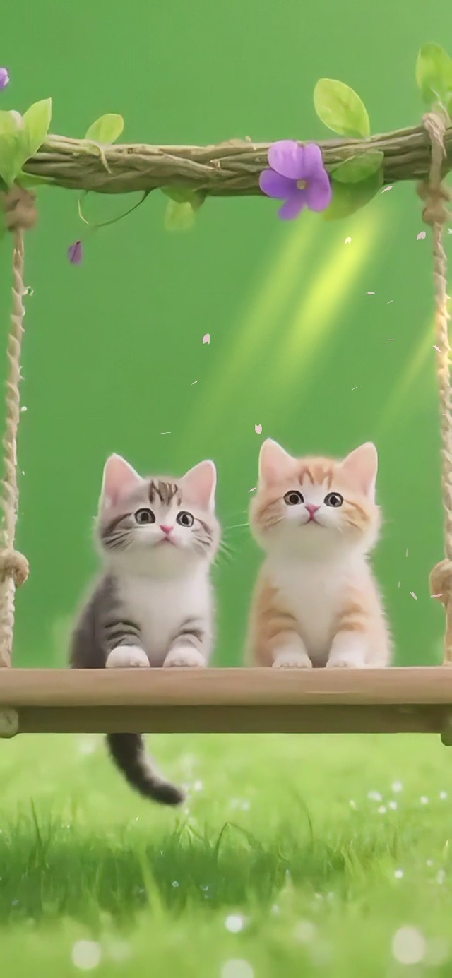 护眼小猫荡秋千