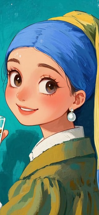 花漾壁纸|戴珍珠耳环的少女