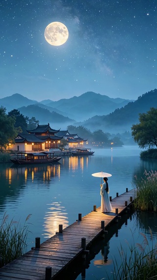 古风月色风景
