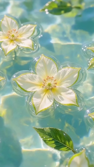 清透水波漂浮小花