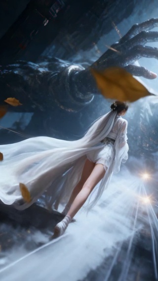 古风白裙长腿少女秘境探索之旅