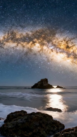 海边银河星空夜景
