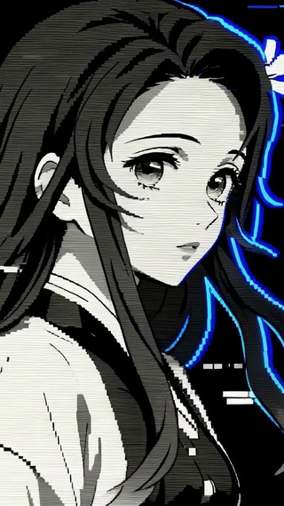 黑白赛博故障祢豆子