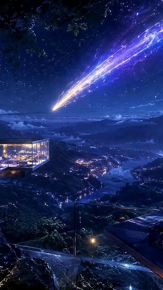 星夜流光山景