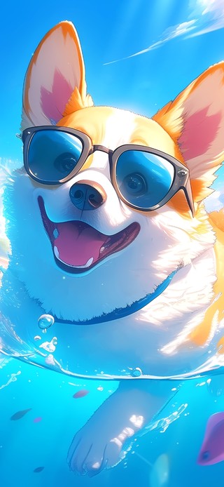 海浪中的狗狗