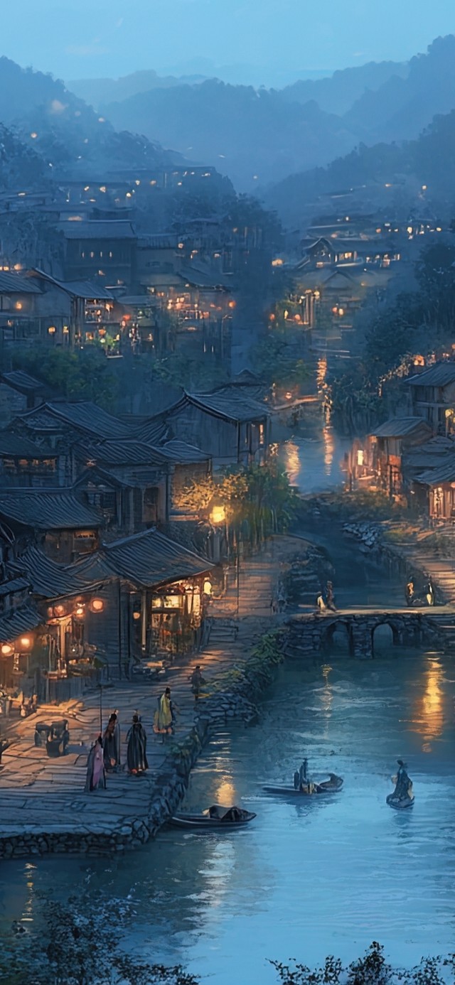 古镇的傍晚时刻