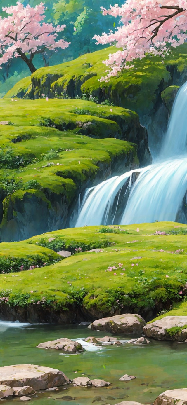 4K护眼青山瀑布