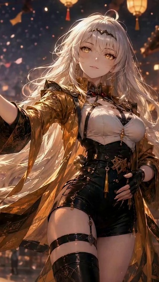 古风夜市银发美少女