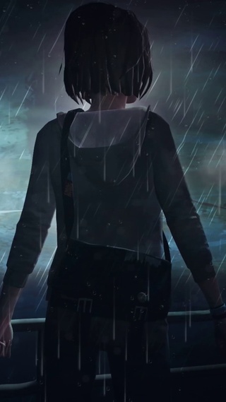 暴雨淋湿的女孩