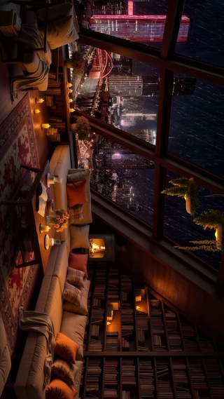 唯美雨夜城市玻璃雨