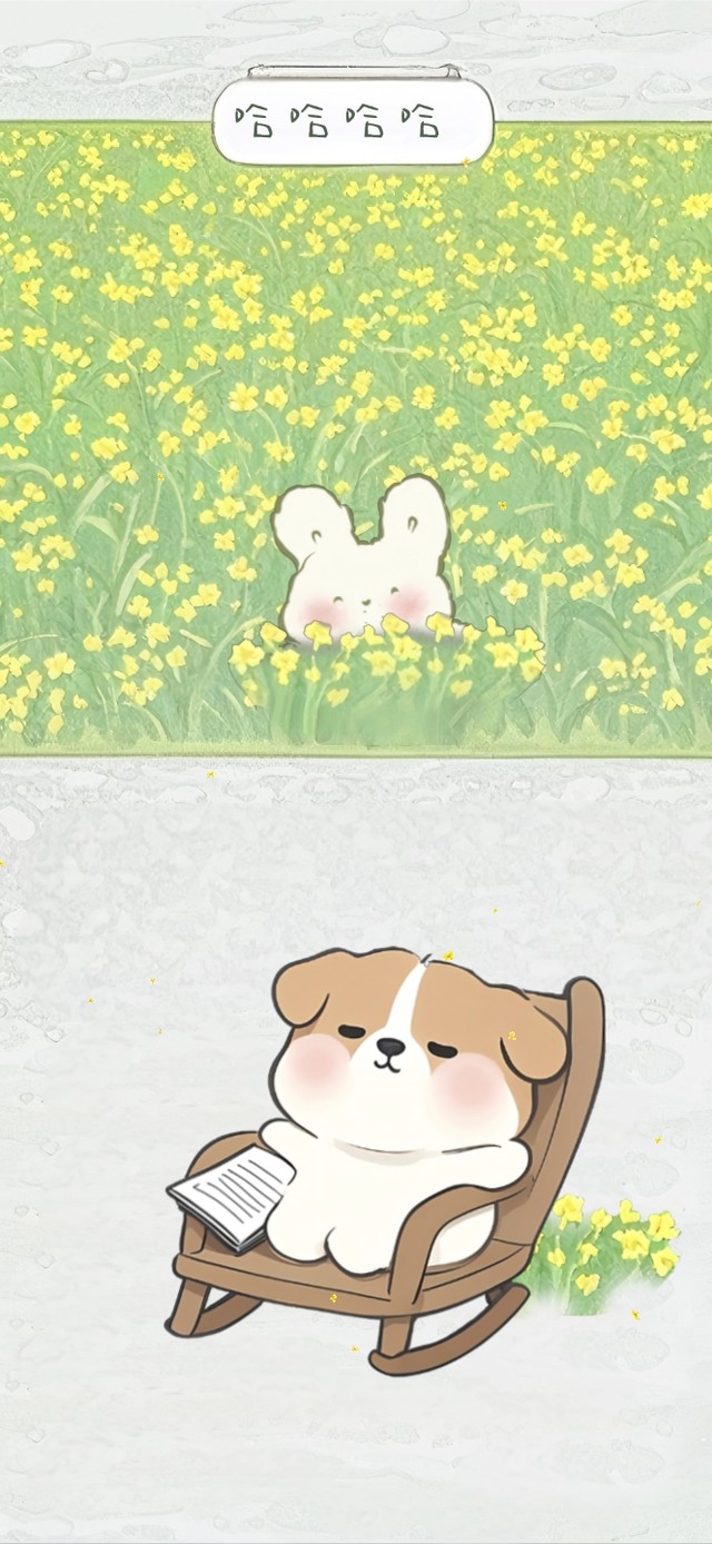 油菜花捉迷藏小兔和休闲小狗