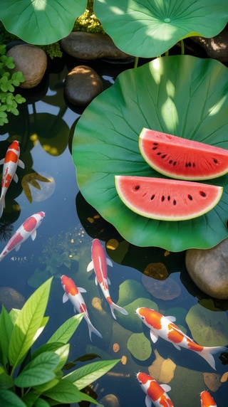 夏日小溪流水锦鲤
