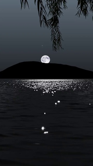 西湖赏月