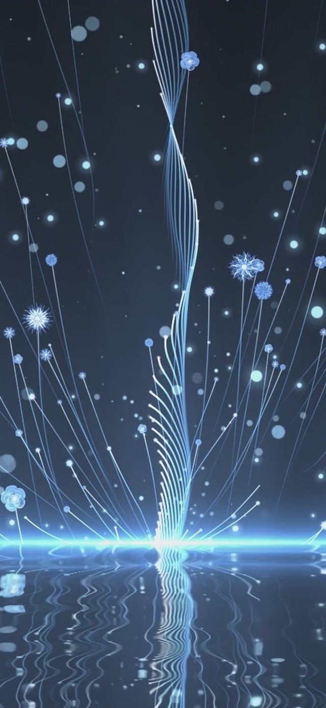 唯美粒子光效花瓣上升倒影