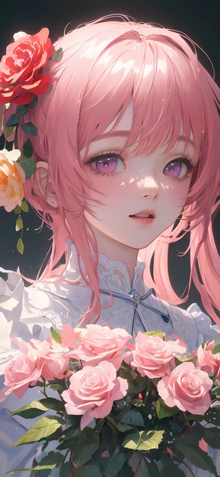 4K清纯可爱粉发少女