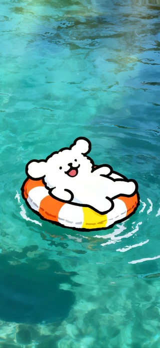 清新澄澈水中嬉戏的小狗狗们