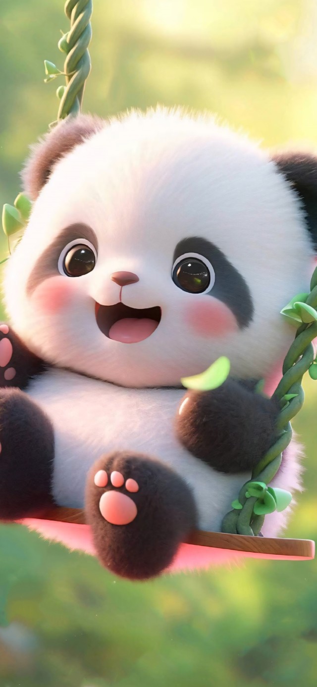 荡秋千小熊猫
