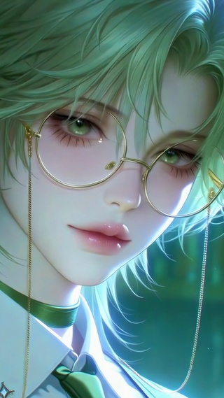 薄荷绿调光影少女