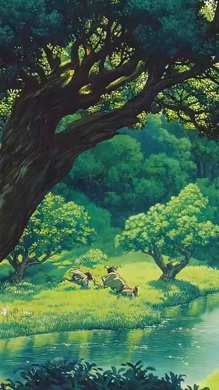 护眼绿景树木阳光