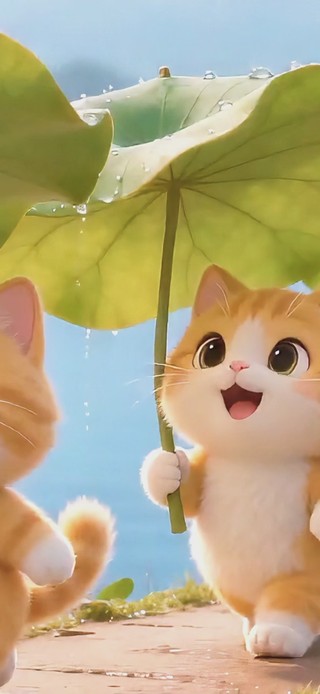 小猫打伞