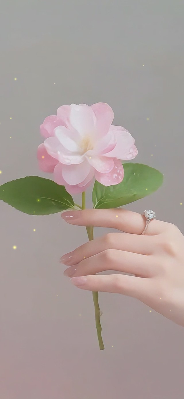 唯美手拿鲜花