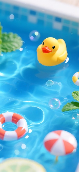 清新夏日水池