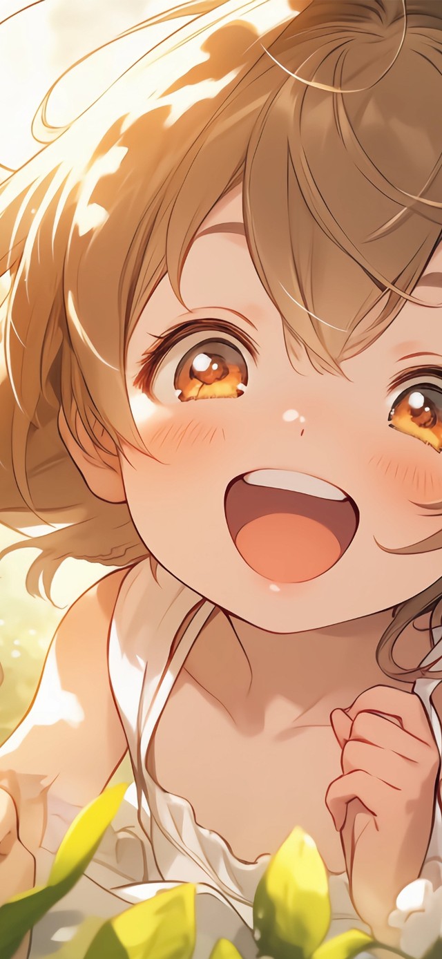 花丛中可爱小女孩