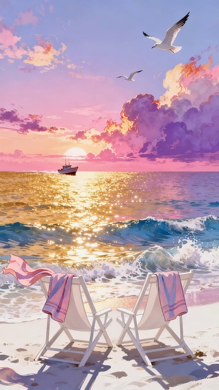 海边夕阳