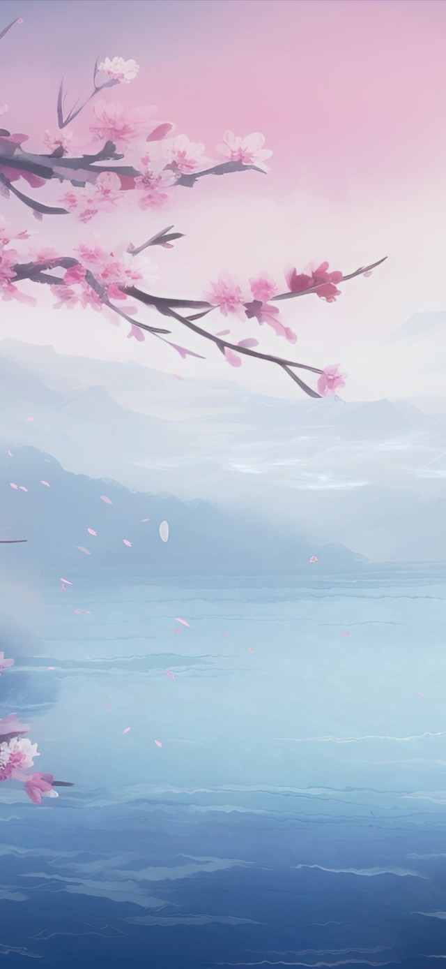 湖边花影