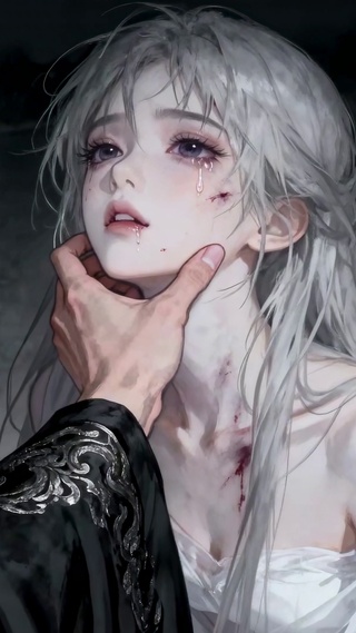 奇幻伤感绝望白发纯欲少女的眼泪