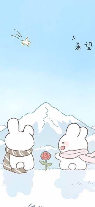 看雪景的小兔