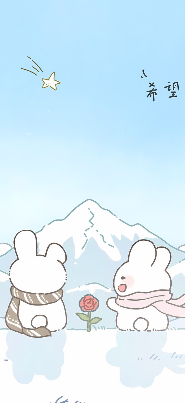 看雪景的小兔