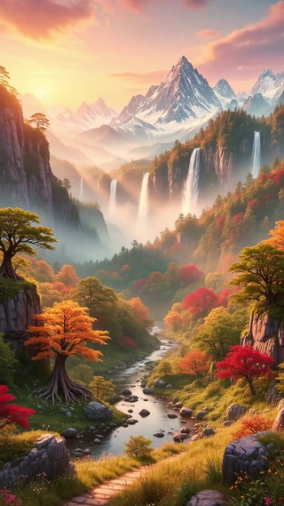 晨峦叠瀑