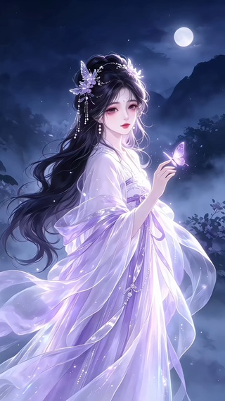 月下紫蝶山间清梦